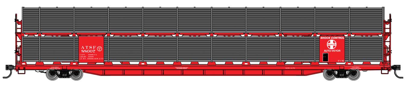 Walthers Mainline 910-8101 HO Scale 89' Bi-Level Shielded Auto Rack Santa Fe ATSF 88007