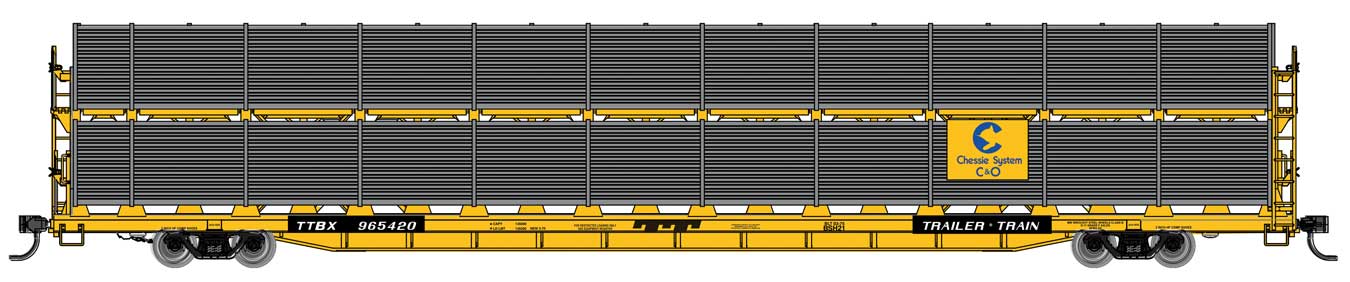 Walthers Mainline 910-8106 HO Scale 89' Bi-Level Shielded Auto Rack Chessie C&O 965433