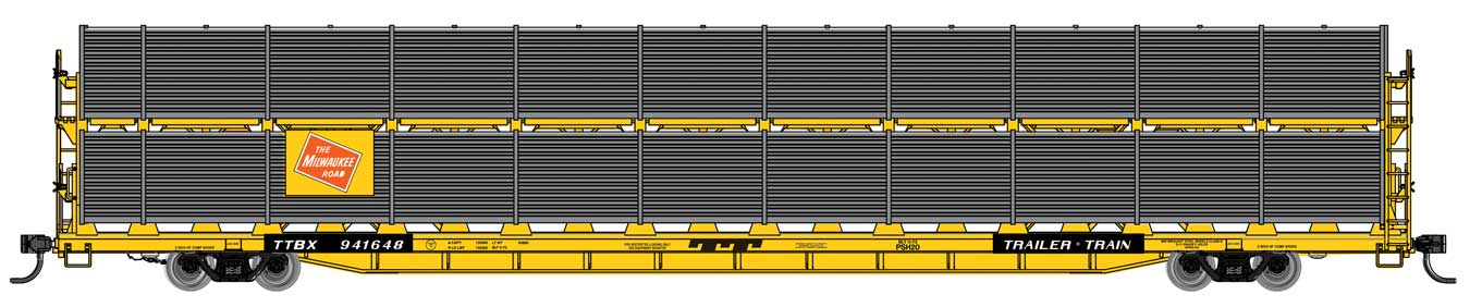 Walthers Mainline 910-8120 HO Scale 89' Bi-Level Shielded Auto Rack Milwaukee Road MILW 941689