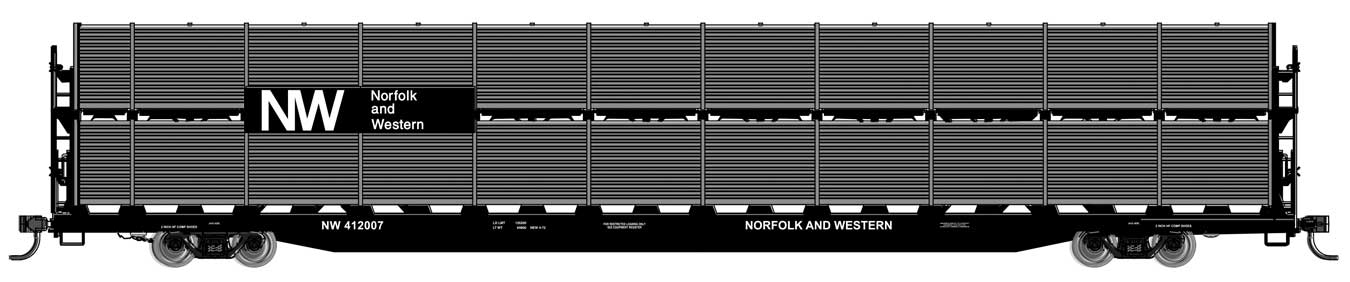 Walthers Mainline 910-8122 HO Scale 89' Bi-Level Shielded Auto Rack Norfolk & Western NW 412024