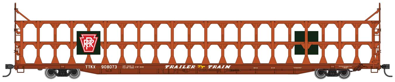 Walthers Mainline 910-8214 HO Scale 89' Tri-Level Open Auto Rack Pennsylvania PRR 908090