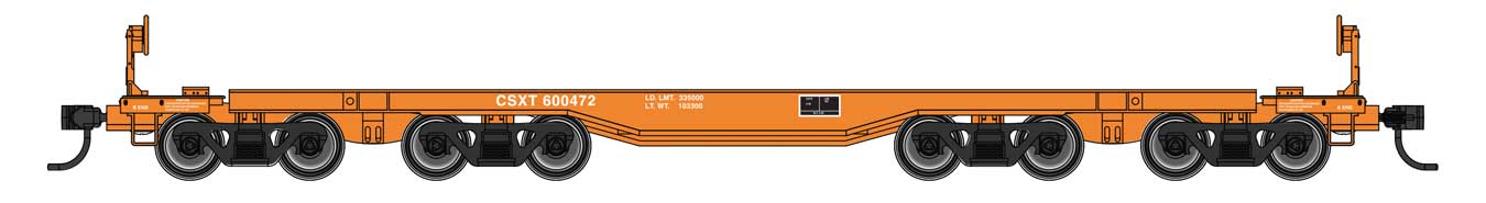Walthers Mainline HO Scale 66' Heavy-Duty 4-Truck Flatcar CSX CSXT