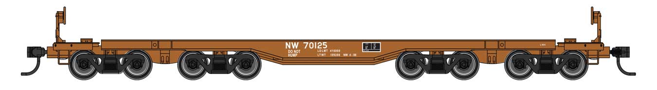 Walthers Mainline HO Scale 66' Heavy-Duty 4-Truck Flatcar Norfolk & Western NW