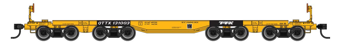 Walthers Mainline HO Scale 66' Heavy-Duty 4-Truck Flatcar TTX QTTX