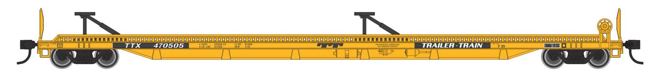 Walthers Mainline HO Scale 75' Piggyback Flatcar Trailer Train (Yellow) TTX