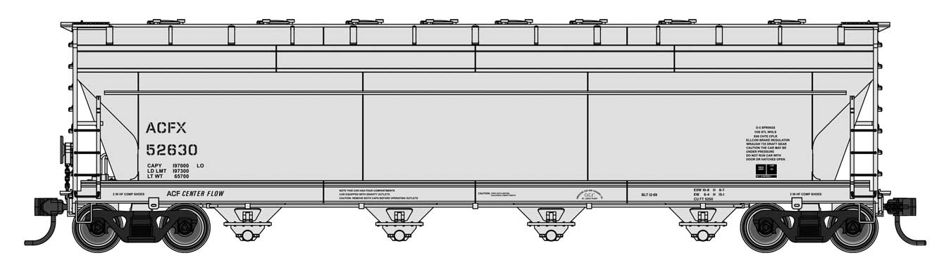 Walthers Mainline HO Scale ACF 5250 4-Bay Centerflow Covered Hopper ACFX