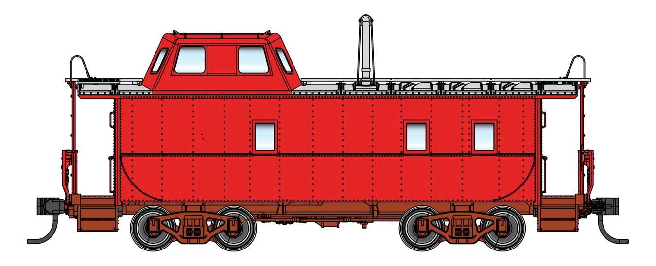 Walthers Proto 920-103626 Streamlined Caboose Painted Unlettered (Red/White)