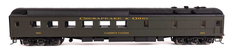 Walthers Proto 920-17703 HO Scale 85' Heavyweight 36 Seat Diner Chesapeake & Ohio (Green) #965 Gadsby's Tavern (Lighted)