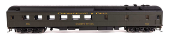Walthers Proto 920-17703 HO Scale 85' Heavyweight 36 Seat Diner Chesapeake & Ohio (Green) #965 Gadsby's Tavern (Lighted)