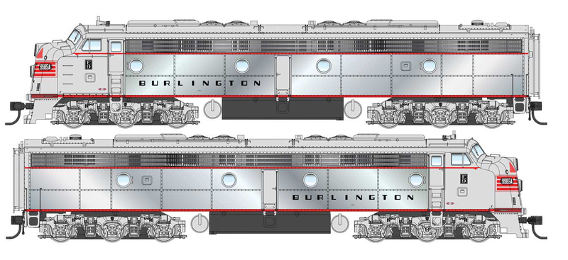 Walthers Proto 920-49914 HO Scale EMD E8A-A Diesel Burlington CB&Q 9989A/9989B (Plated Sides) DC