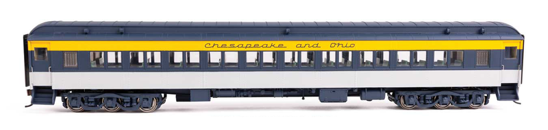 Walthers Proto HO Scale 85' Heavyweight Paired Window Coach Chesapeake & Ohio (Tri-Color)  (Lighted)