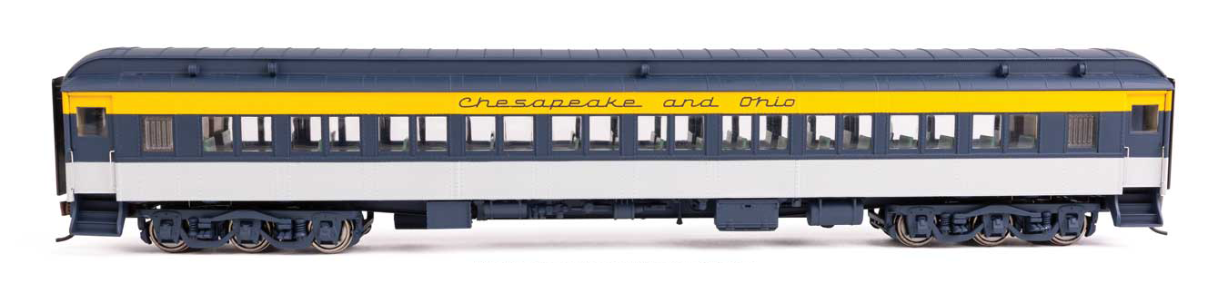 Walthers Proto HO Scale 85' Heavyweight Paired Window Coach Chesapeake & Ohio (Tri-Color)  (Lighted)
