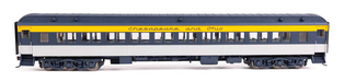 Walthers Proto HO Scale 85' Heavyweight Paired Window Coach Chesapeake & Ohio (Tri-Color)  (Lighted)