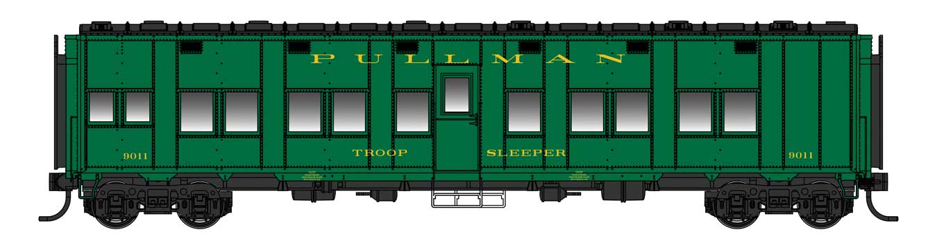 Walthers Proto HO Scale Pullman-Standard Troop Sleeper Car Pullman - Lighted