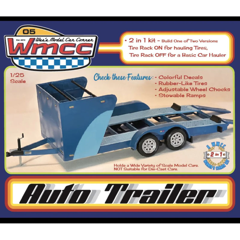 Wes's Model Car Corner 100 1/25 Auto Trailer with Optional Tire Rack 2 in 1 Kit