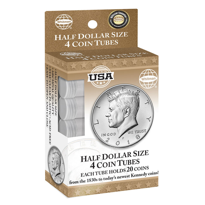 Whitman Publishing 2892 Half Dollar Coin Tubes (4 Pack)