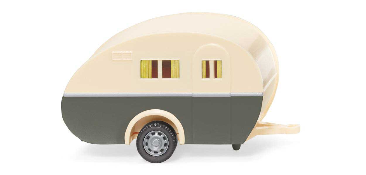 Wiking 5401 HO Scale 1950-1962 Sportberger L3 Camper Trailer - Ivory & Gray