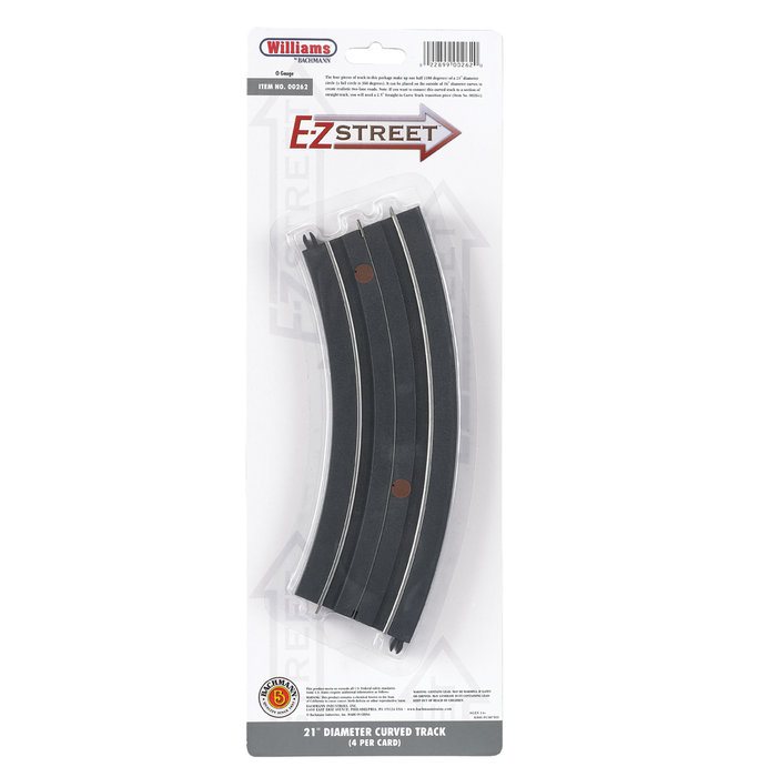 Williams by Bachmann 00262 O Gauge E-Z Street D-21 Curve (4 Pack)