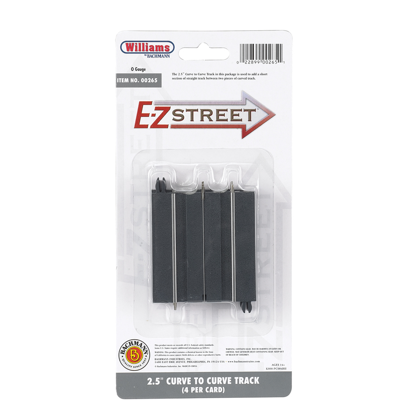 Williams by Bachmann 00265 O Gauge E-Z Street 2.5" Curve to Curve (4 Pack)