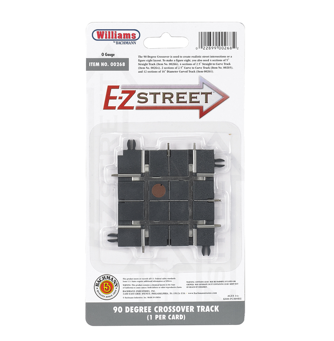 Williams by Bachmann 00268 O Gauge E-Z Street 90 Degree Crossover