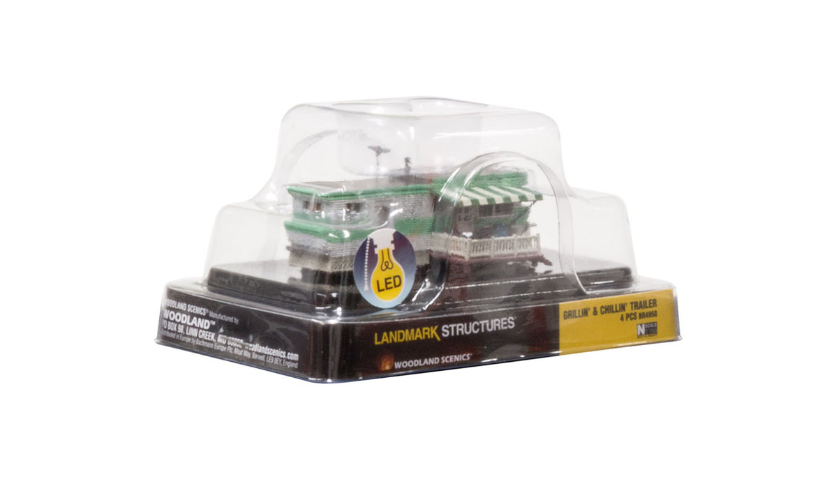 Woodland BR4950 N Scale Built & Ready Structure Grillin' & Chillin' Trailer with Lights