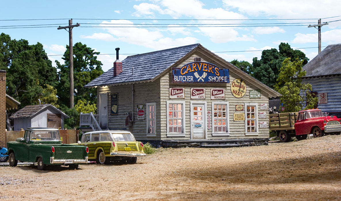 Woodland BR5068 HO Scale Built Up Structure Carver's Butcher Shoppe