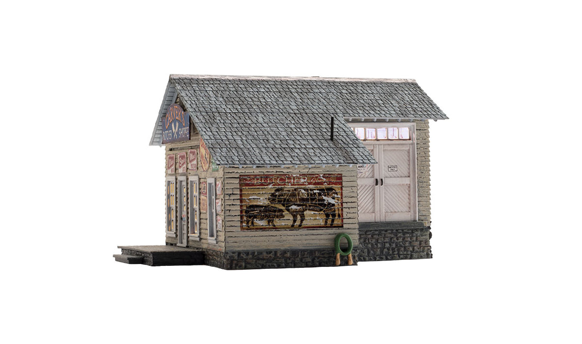 Woodland BR5068 HO Scale Built Up Structure Carver's Butcher Shoppe