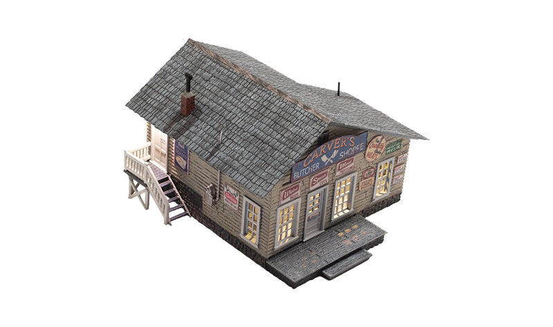 Woodland BR5068 HO Scale Built Up Structure Carver's Butcher Shoppe