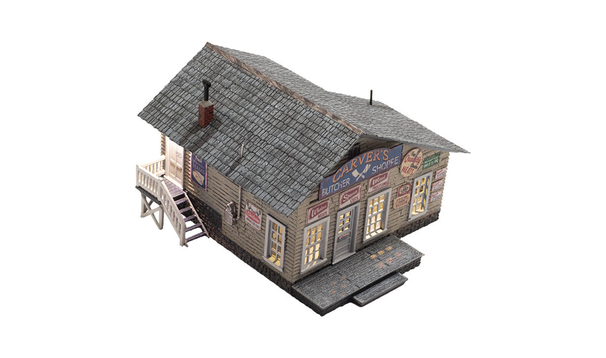 Woodland BR5068 HO Scale Built Up Structure Carver's Butcher Shoppe