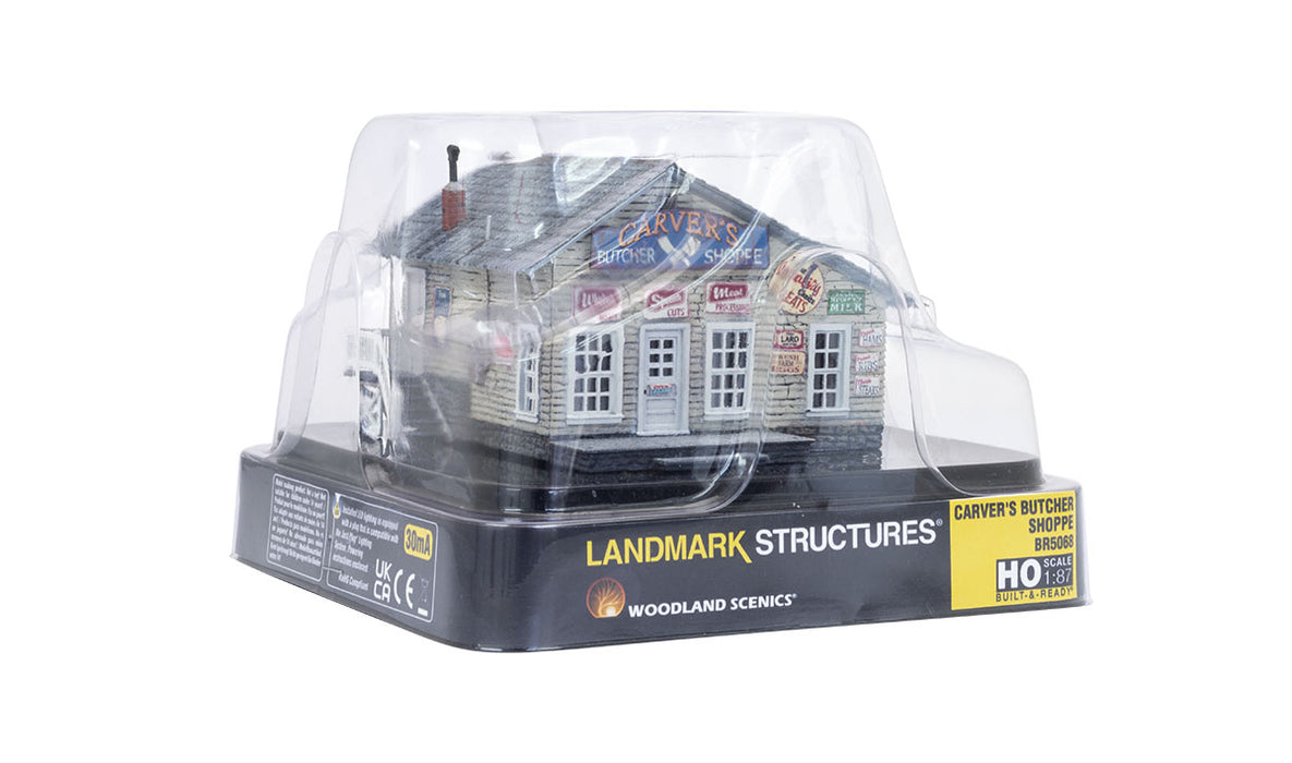 Woodland BR5068 HO Scale Built Up Structure Carver's Butcher Shoppe