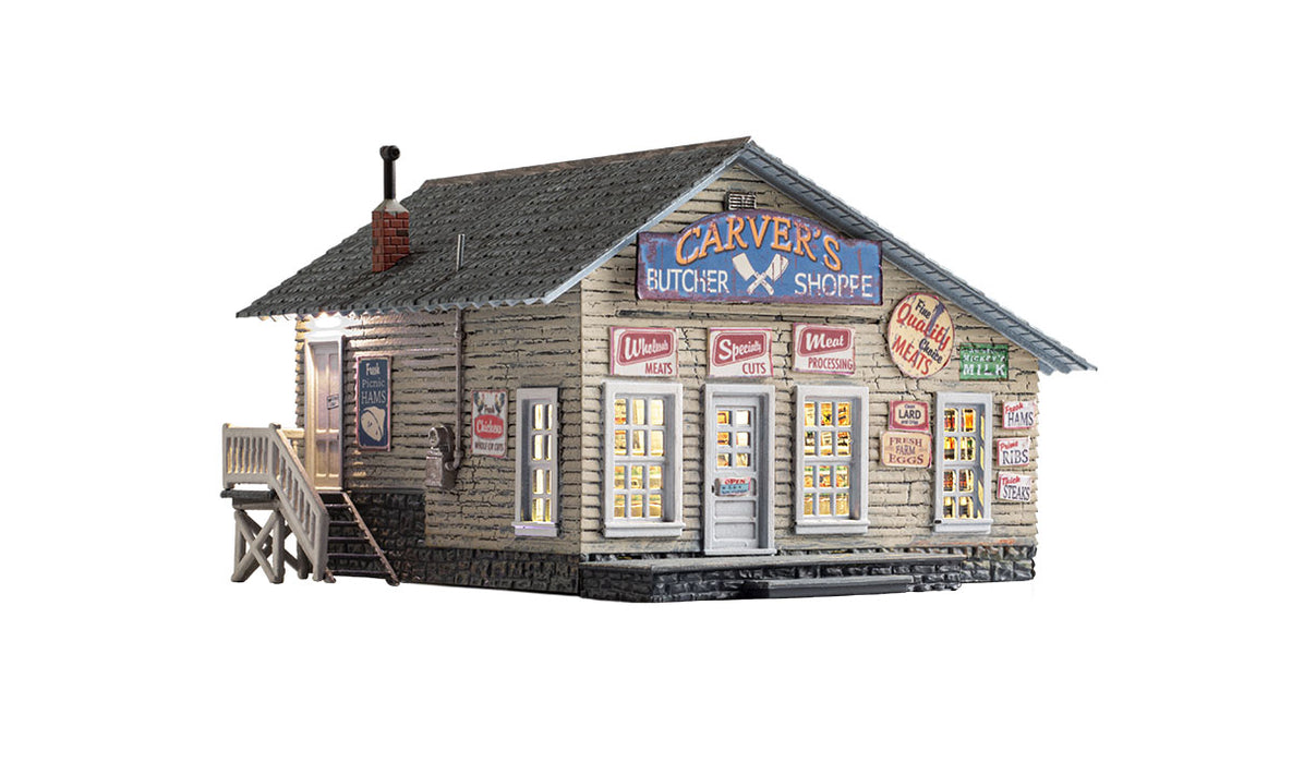Woodland BR5068 HO Scale Built Up Structure Carver's Butcher Shoppe