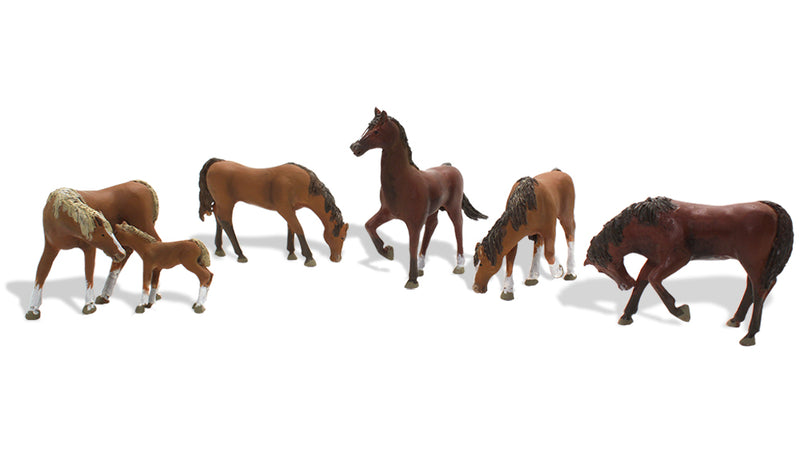 Woodland Scenics A1842 HO Scale Figures - Chestnut Horses