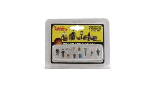 Woodland Scenics A2211 N Scale Figures - Depot Workers & Accessories
