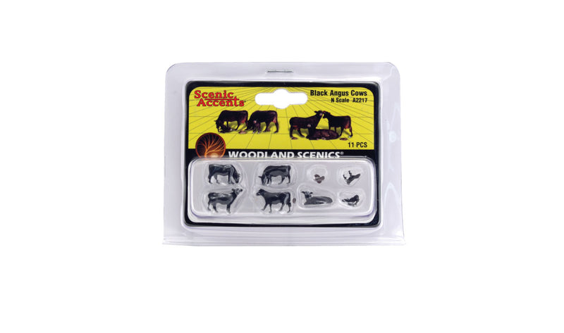 Woodland Scenics A2217 N Scale Figures - Black Angus Cows
