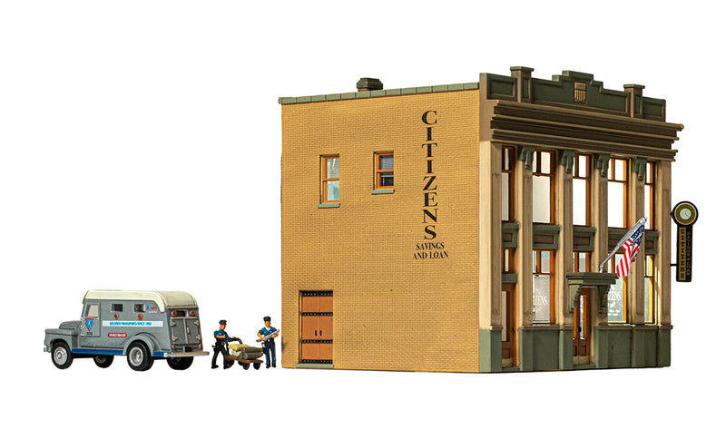 Woodland Scenics BR5033 HO Scale Built Up Structure - Citizens Savings & Loan
