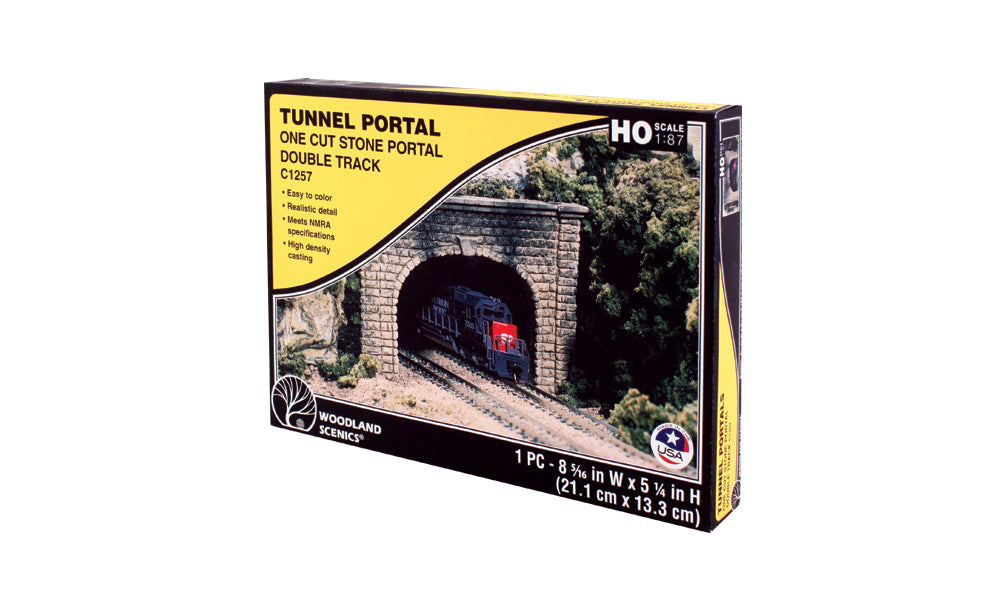Woodland Scenics C1257 HO Scale Double Track Tunnel Portal - Cut Stone