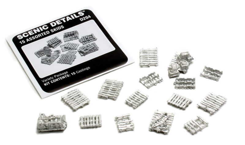 Woodland Scenics D204 HO Scale Scenic Details - Assorted Skids/Pallets (15)
