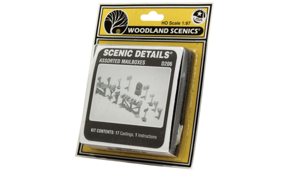 Woodland Scenics D206 HO Scale Scenic Details - Assorted Mailboxes