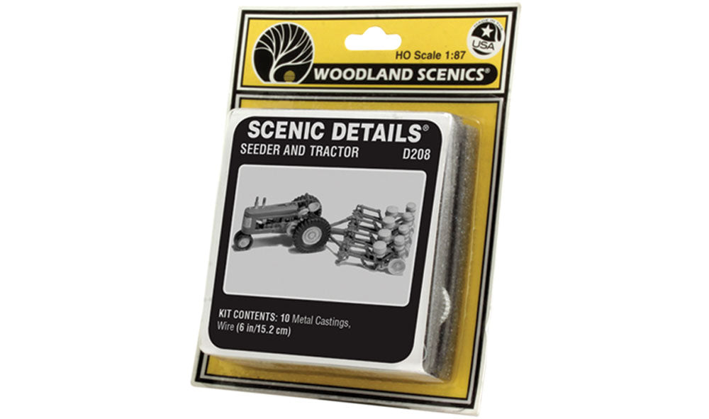 Woodland Scenics D208 HO Scale Scenic Details - Seeder & Tractor, 1938-46