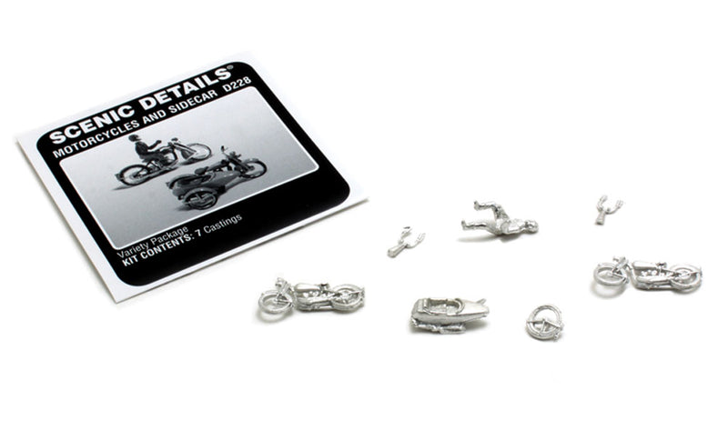 Woodland Scenics D228 HO Scale Scenic Details - Motorcycles & Sidecar