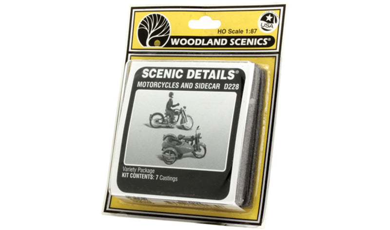 Woodland Scenics D228 HO Scale Scenic Details - Motorcycles & Sidecar
