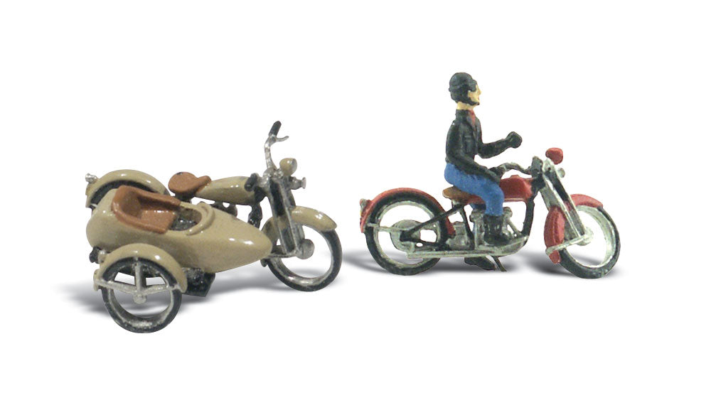 Woodland Scenics D228 HO Scale Scenic Details - Motorcycles & Sidecar