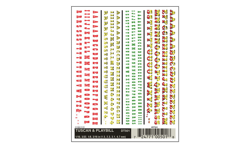 Woodland Scenics DT501 Dry Transfer Decals - Tuscan & Playbill Letters