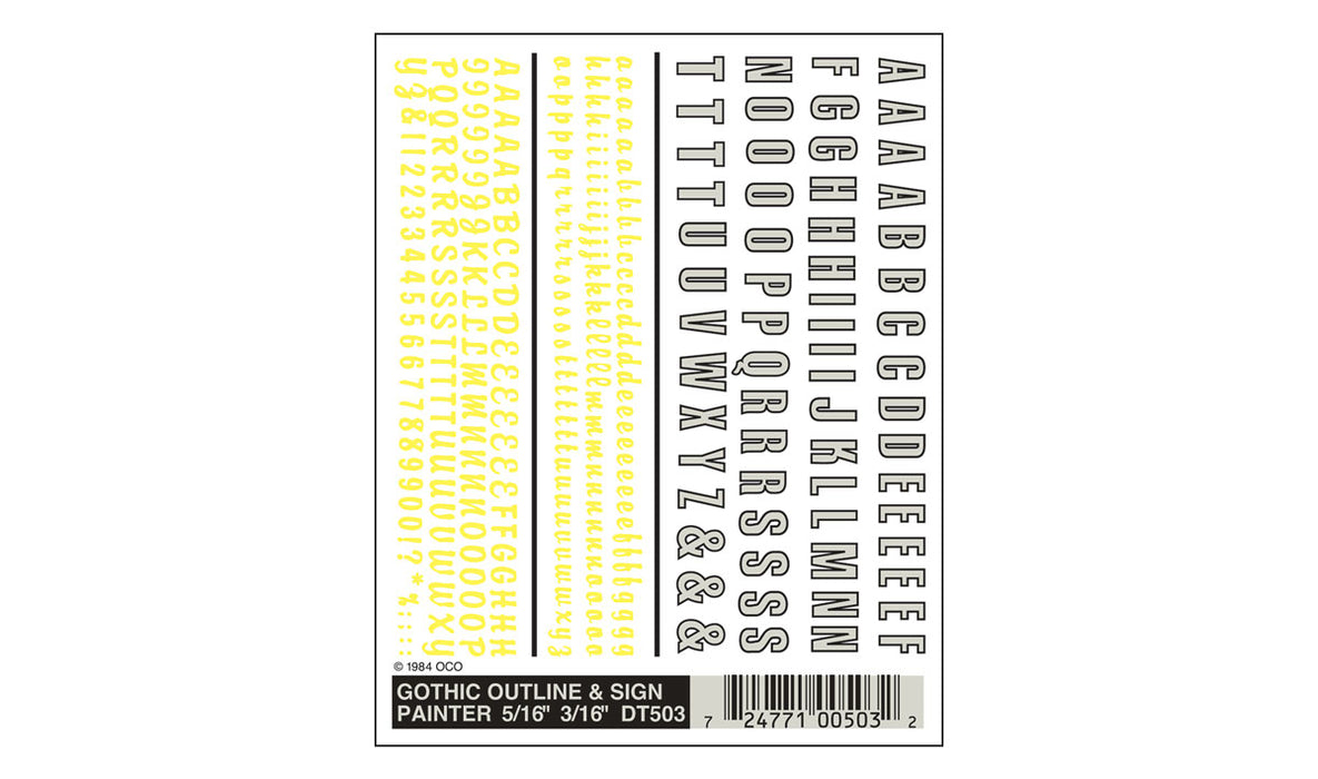 Woodland Scenics DT503 Dry Transfer Decals - Gothic Outline & Sign Painter