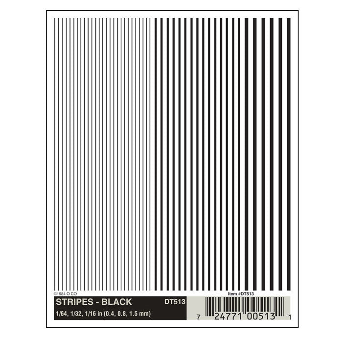 Woodland Scenics DT513 Dry Transfer Decals - Stripes, Black