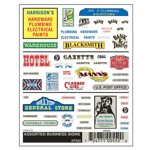 Woodland Scenics DT552 Dry Transfer Decals - Assorted Business Signs