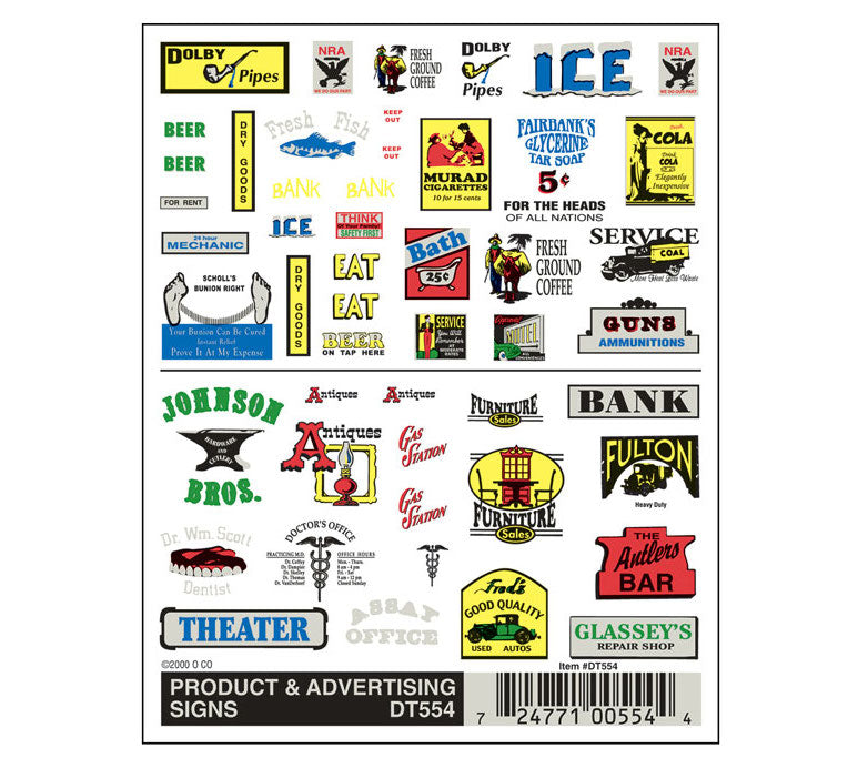 Woodland Scenics DT554 Dry Transfer Decals - Product and Advertising Signs