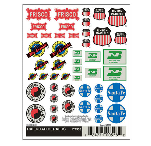 Woodland Scenics DT558 Dry Transfer Decals - Railroad Heralds