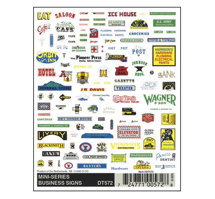 Woodland Scenics DT572 Dry Transfer Decals - Mini Business Signs
