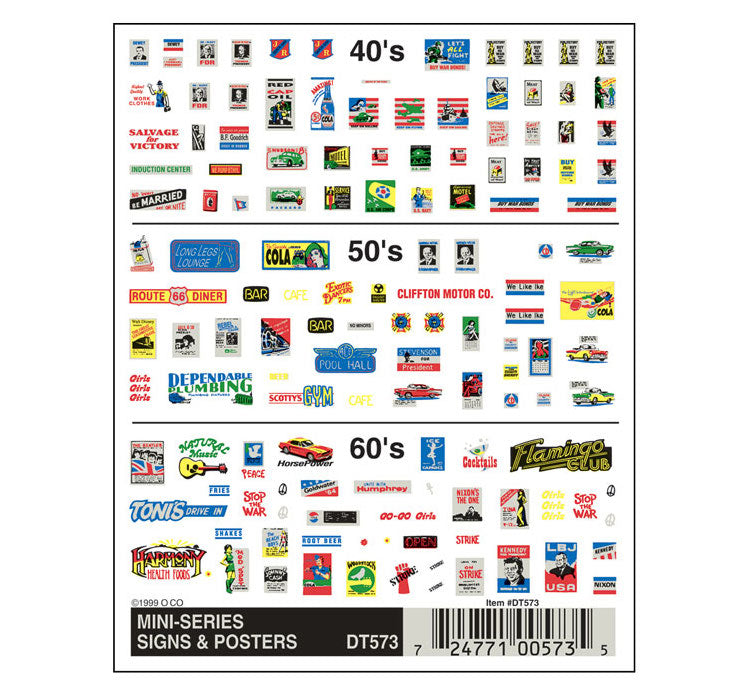 Woodland Scenics DT573 Dry Transfer Decals - Mini Signs and Posters